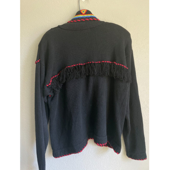 Vintage Victoria Jones Cardigan Heavily Beaded Indian Aztec Long Sleeve Black M - Picture 5 of 9